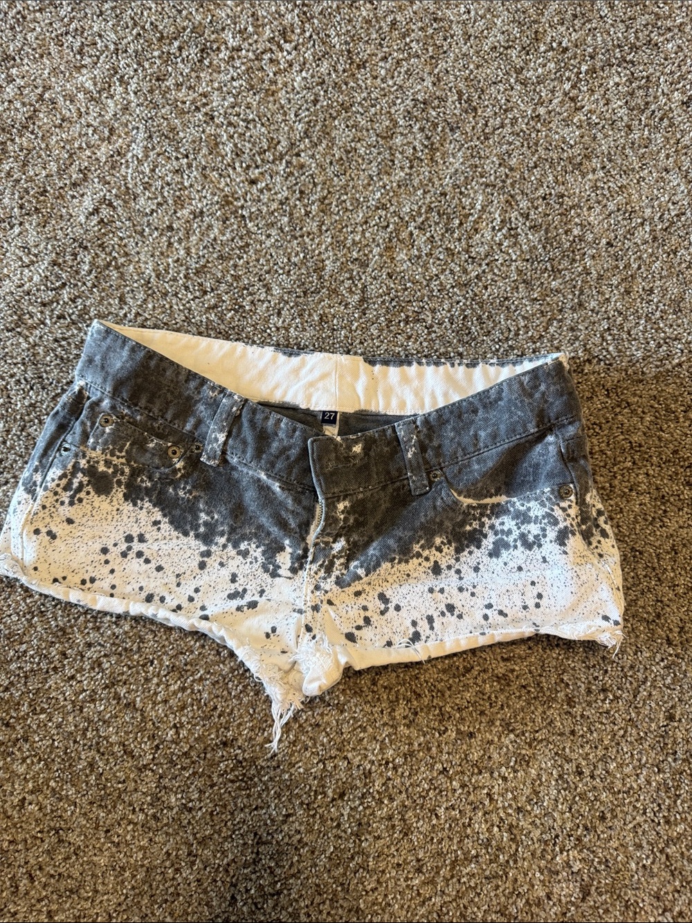Carmar Black and White Splatter Denim Cutoff Shorts